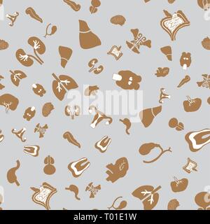 Seamless pattern with Flat icons of the human organs. Medical elements 10 eps Stock Vector