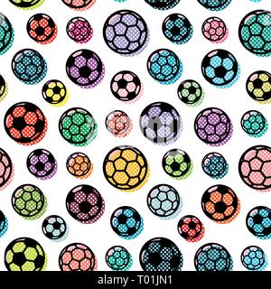 Vector seamless pattern with colorful soccer balls Stock Vector