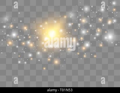 Sparks glitter special light effect. Vector sparkles on transparent background. Christmas abstract pattern. Sparkling magic dust particles. Stock Vector