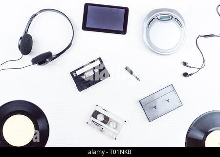 objects for audio recordings on a white background Stock Photo