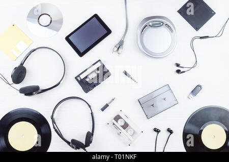 objects for audio recordings on a white background Stock Photo