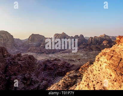 View towards the Nabatean Theatre, Petra, Ma'an Governorate, Jordan Stock Photo