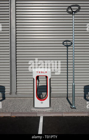 Telsa electric vehicle charging points Stock Photo