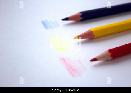colored pencils drawings. Blurred focus Stock Photo