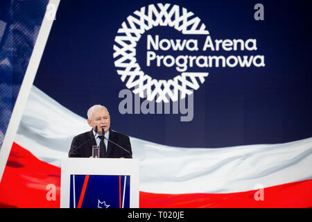 Leader of the Law and Justice (PiS) ruling party Jaroslaw Kaczynski during the PiS convention in Warsaw, Poland on 23 February 2019 Stock Photo