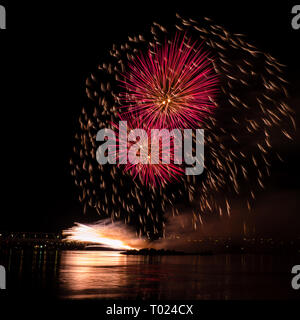 Fireworks display on Ottawa river, Canada Stock Photo