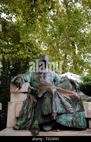 Budapest, Hungary, September , 13, 2019 - Statue of gallus anonymous, the author of The Deeds of the Hungarians  Stock Photo