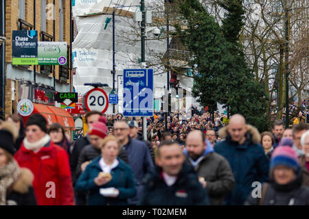London, UK. 16th March 2019. Fans and supporters gather ahead of the Rugby Six Nations match between England and Scotland at Twickenham Stadium on Saturday, March 16, 2019. Twickenham Surrey, UK. Credit: Fabio Burrelli/Alamy Live News