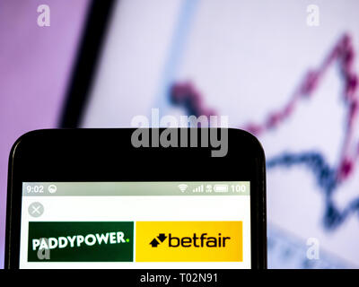 Ukraine. 16th Mar, 2019. Paddy Power logo seen displayed on a smart phone. Credit: Igor Golovniov/SOPA Images/ZUMA Wire/Alamy Live News Stock Photo