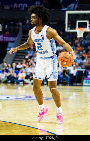 North Carolina Tar Heels guard Coby White (2) during the ACC College Basketball Tournament game between the Louisville Cardinals and the North Carolina Tar Heels at the Spectrum Center on Thursday March 14, 2019 in Charlotte, NC. Jacob Kupferman/CSM Stock Photo