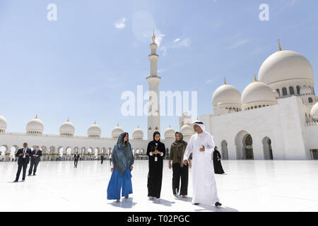 Second Lady Karen Pence tours the Sheikh Zayed Grand Mosque Thursday, March 14, 2019, during her visit to the 2019 Special Olympic World Games in Abu Dhabi, United Arab Emirates.  People:  Second Lady Karen Pence Stock Photo