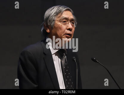 Tokyo, Japan. 15th Mar, 2019. Bank of Japan Governor Haruhiko Kuroda delivers a speech at a session of the B20 summit meeting at the Keidanren headquarters in Tokyo on Friday, March 15, 2019. Business leaders from G20 countries held a two day session for the B20 Suumit meeting. Credit: Yoshio Tsunoda/AFLO/Alamy Live News Stock Photo