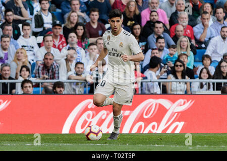 Madrid, Spain. 16th March 2019. Real Madrid's Marco Asensio seen in action during La Liga match between Real Madrid and Real Club Celta de Vigo at Santiago Bernabeu Stadium in Madrid, Spain. Credit: SOPA Images Limited/Alamy Live News Stock Photo