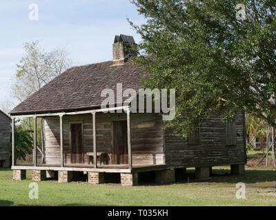 Wooden houses serving as slaves’ quarters in old plantation houses Stock Photo