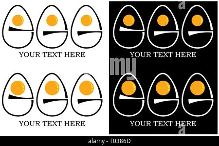 set typographic logo of eggs with a yolk in the form of eyes Stock Vector