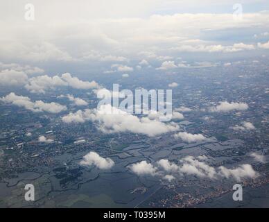 Aerial view of Luzon province in the Philippines, seen from the window seat of an airplane. Stock Photo