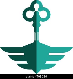 key lock wings design concept vector illustration icon element isolated - vector Stock Vector