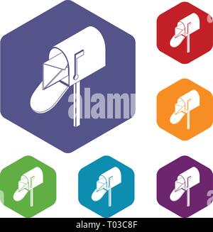 Open house postbox icons vector hexahedron Stock Vector