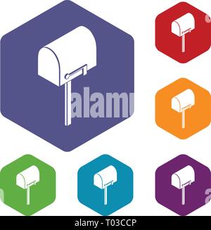 House postbox icons vector hexahedron Stock Vector