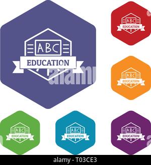 Education icons vector hexahedron Stock Vector