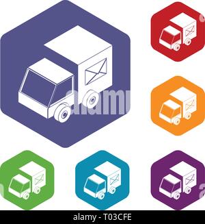 Truck delivery icons vector hexahedron Stock Vector
