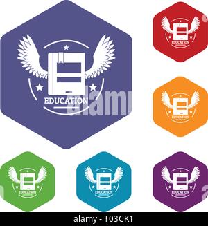 Best education icons vector hexahedron Stock Vector