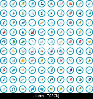 100 help icons set, isometric 3d style Stock Vector