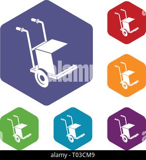 Delivery box cart icons vector hexahedron Stock Vector