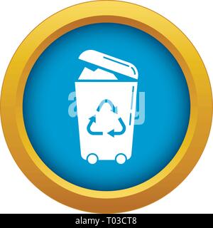 Recycle trash can icon blue vector isolated Stock Vector