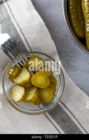 Pickled Cucumbers With Salt, Pepper, Garlic, And Bay Leaf. Fermented 