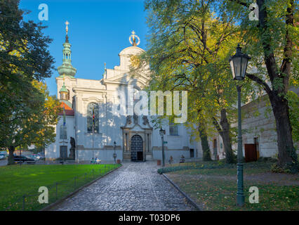 Prague - The abroque facade of Strahov monastery. Stock Photo