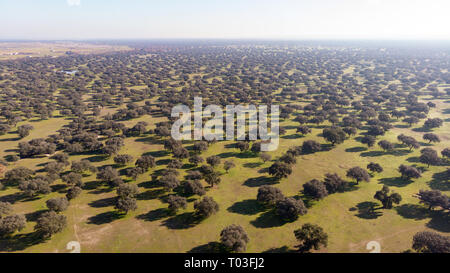 Beautiful aerial view of the coutryside in Extremadura Stock Photo