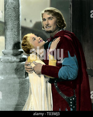 ERROL FLYNN, OLIVIA DE HAVILLAND, THE ADVENTURES OF ROBIN HOOD, 1938 Stock Photo