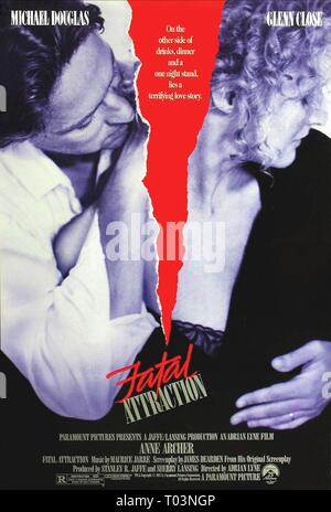 MICHAEL DOUGLAS, GLENN CLOSE POSTER, FATAL ATTRACTION, 1987 Stock Photo