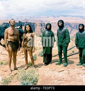 CHARLTON HESTON, LINDA HARRISON, KIM HUNTER, RODDY MCDOWALL, PLANET OF THE APES, 1968 Stock Photo