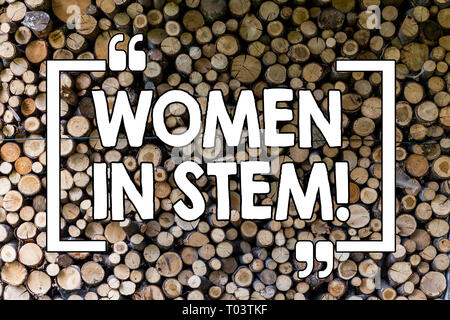 Word writing text Women In Stem. Business photo showcasing Science Technology Engineering Mathematics Scientist Research Wooden background vintage woo Stock Photo