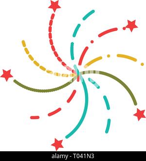Vector illustration. Festive Christmas multi colored fireworks. Flat style Stock Vector
