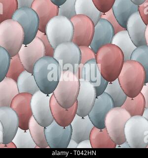 Balloons seamless pattern background. Vector illustration. Pink and blue Stock Vector