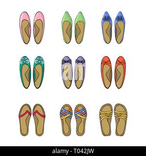 Woman shoes icons set. Vector illustration collection. Stock Vector