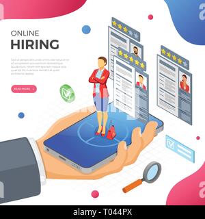 Online Isometric Employment and Hiring Concept Stock Vector