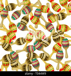 Seamless pattern of Mexican culture symbols maracas. Vector illustration Stock Vector