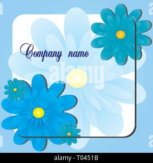 Background with blue gerberas flowers, vector illustration Stock Vector