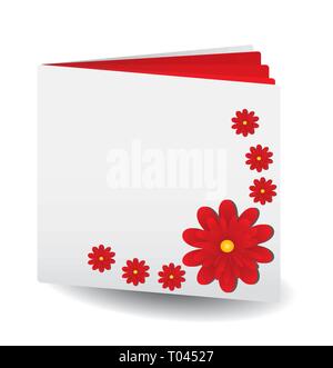 Book with  red pages and  red gerberas flowers on cover, vector illustration Stock Vector