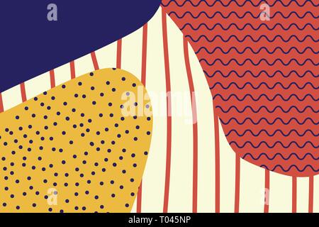 abstract background Creative doodle art header with different shapes and textures Stock Vector