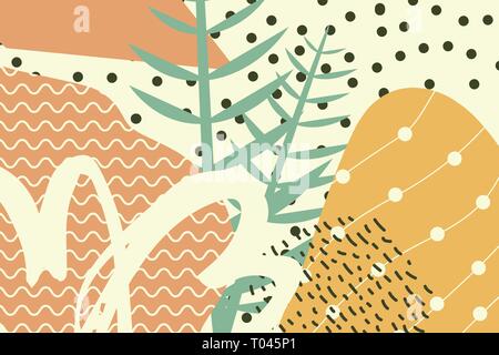 abstract background Creative doodle art header with different shapes and textures Stock Vector