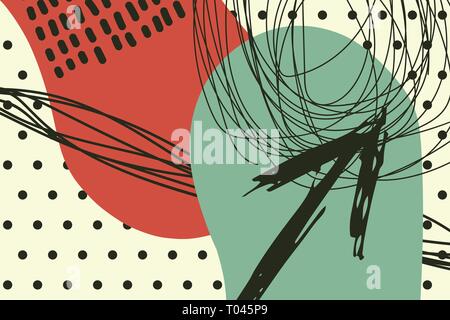 abstract background Creative doodle art header with different shapes and textures Stock Vector