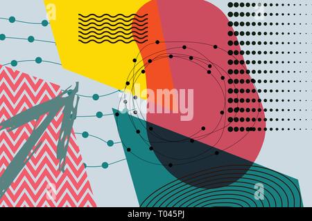 abstract background Creative doodle art header with different shapes and textures Stock Vector