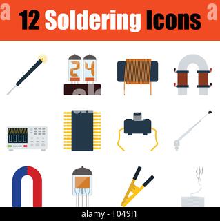 Set of soldering  icons. Full color design. Vector illustration. Stock Vector