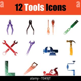 Set of tools icons. Full color design. Vector illustration. Stock Vector