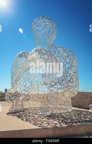 Antibes, France, September 11, 2018:  The artwork The Nomad along the Quay of Billionsaires of the port of the French city Antibes. Stock Photo